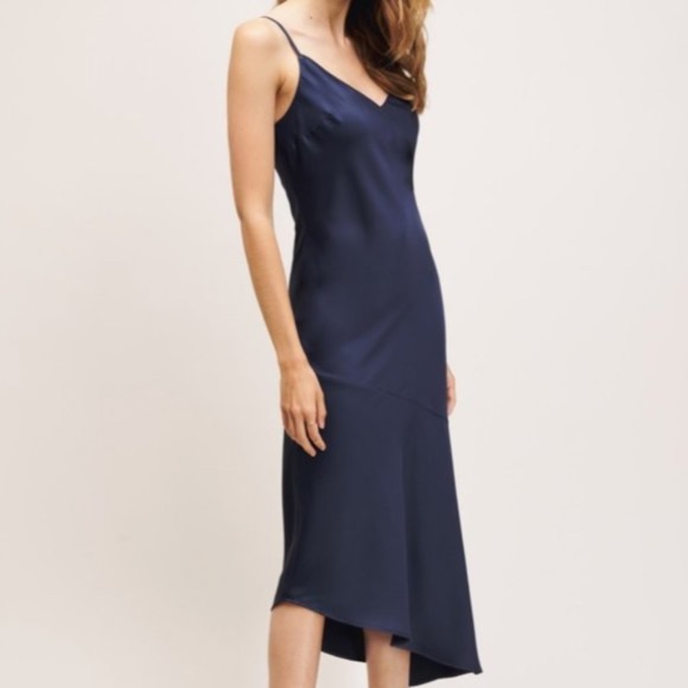 Dynamite Assymetrical Satin Slip Midi Dress - Picture 1 of 2